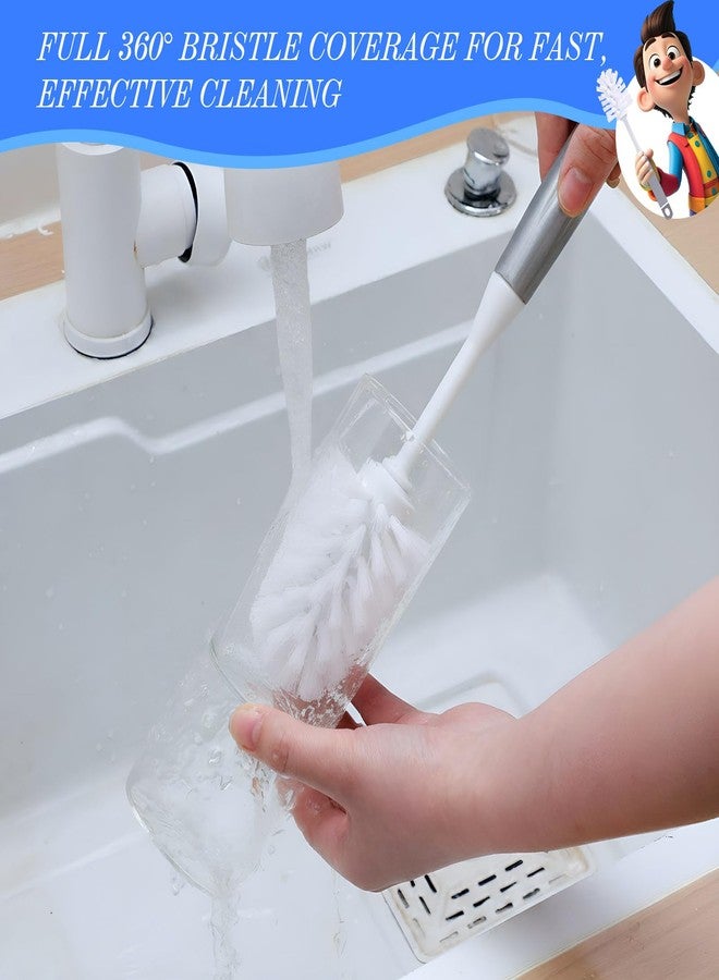 Reallnaive 24 Pack Long Handle Bottle Brush 11.5 Inch Water Bottle Cleaning Brush, Flexible Scrub, Long-Lasting Bristles for Water Cups, Glasswares, Mugs, Flat Handle - Image 4